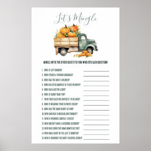 Affiche Vintage Camion de ramassage Jeu de Baby shower Min