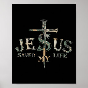 Affiche Vintage Camo Jésus Croix Christ J'Ai Sauvé Ma Vie