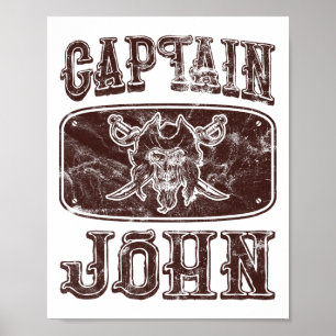 Affiche Vintage Capitaine John Pirate personnalisé Ponton