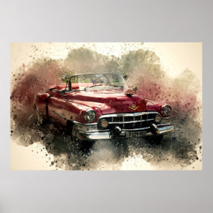 Affiche Vintage Car Watercolor