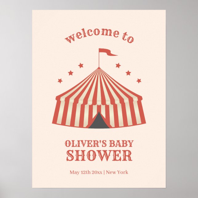 Affiche Vintage Carnaval Big Top Baby shower Bienvenue (Devant)