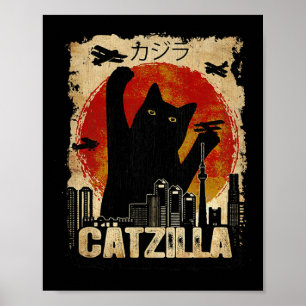 Affiche Vintage Catzilla - T-shirt drôle de chaton et de c