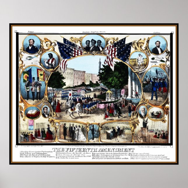 Affiche Vintage Célébration du 15e amendement 1870 (Devant)