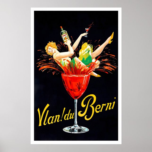 Affiche Vintage Champagne Wine Bottle Drink Kitchen Art (Devant)