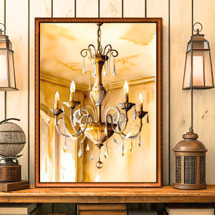 Affiche Vintage Chandelier Chandelier Chandelier Mur Art