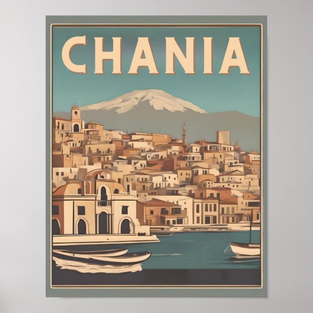 Affiche Vintage Chania City Souvenirs cree grèce voyage (Devant)