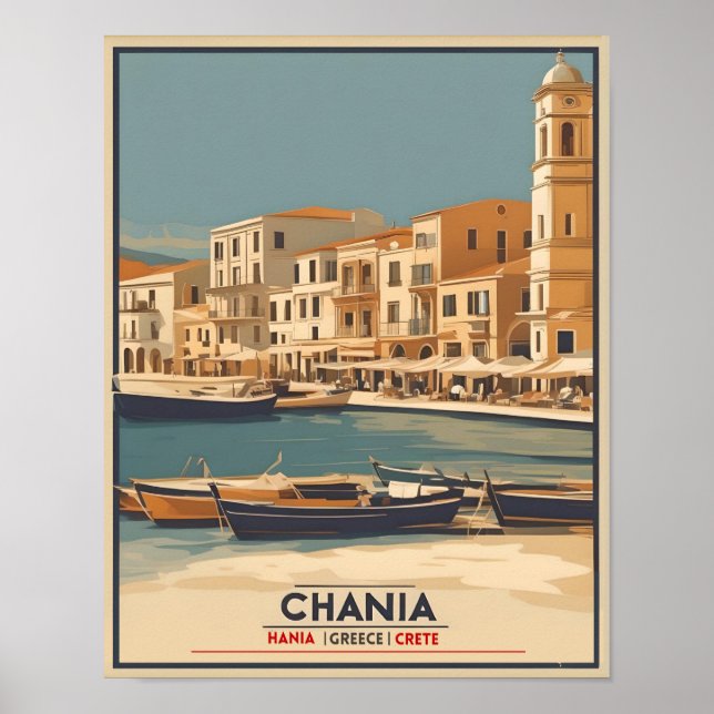 Affiche Vintage Chania City Souvenirs cree grèce voyage (Devant)