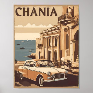 Affiche Vintage Chania City Souvenirs cree grèce voyage