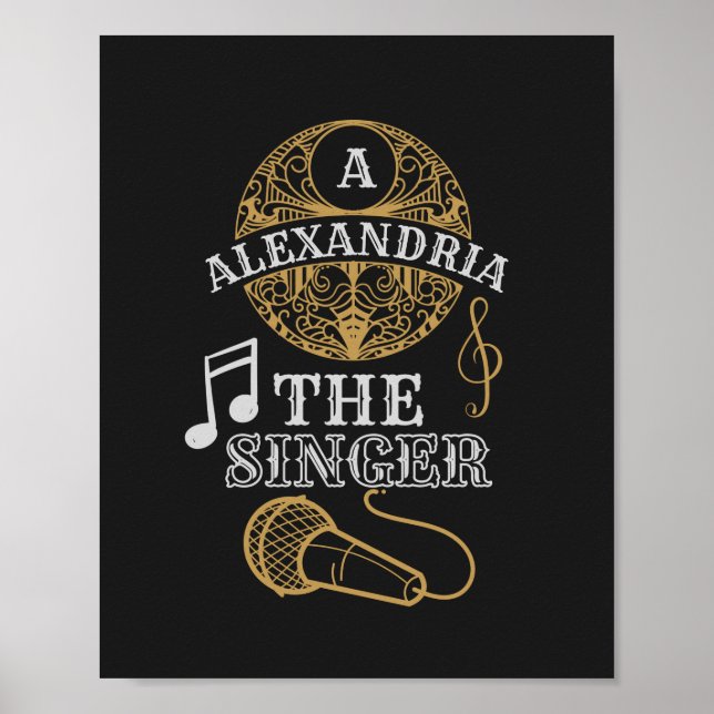 Affiche Vintage chanteur Monogram drôle microphone de musi (Devant)