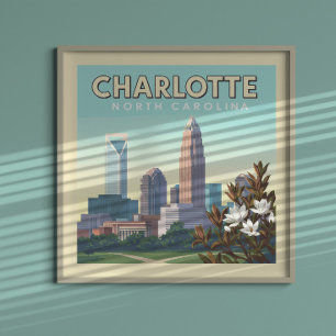 Affiche Vintage Charlotte Caroline du Nord