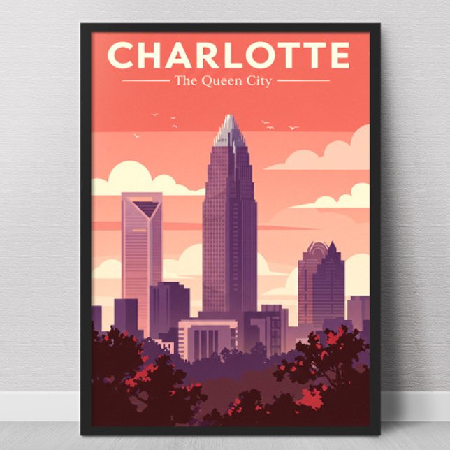 Affiche Vintage Charlotte Caroline du Nord (Créateur téléchargé)