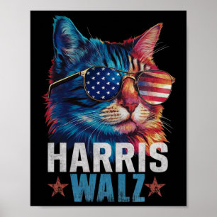 Affiche Vintage Chat Kamala Harris Tim Wheimer Drapeau uss
