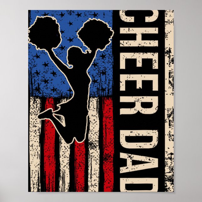 Affiche Vintage Cheer Papa Cheerleading Drapeau Américain  (Devant)