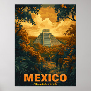 Affiche Vintage Chichen Itza, Mexique