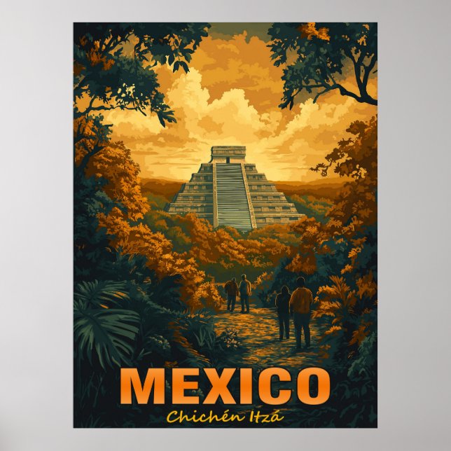 Affiche Vintage Chichen Itza, Mexique (Devant)