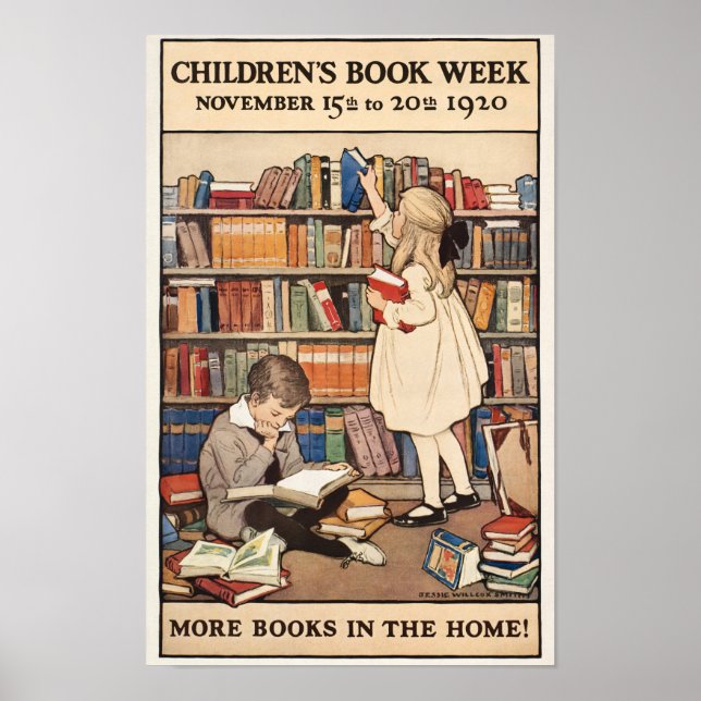 Affiche Vintage Children's Book Week Library Illustration (Devant)