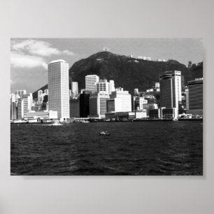 Affiche Vintage China Hong Kong bay Skyscrapers view