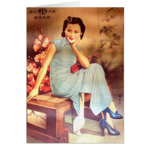 affiche vintage chinoise vieille shanghai femme