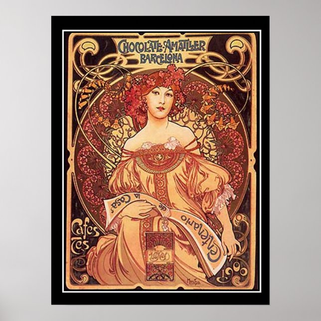 Affiche vintage Chocolat Amatller Alphonse Mucha (Devant)