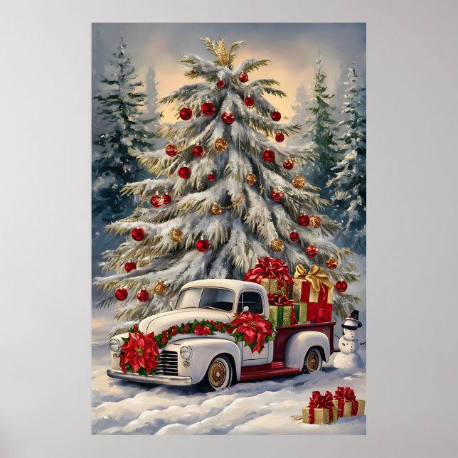 Affiche Vintage Christmas Greeting Card – Majestic Snow- (Devant)