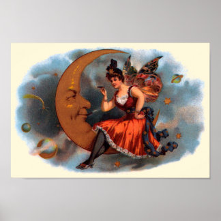 Affiche Vintage Cigar Étiquette Art, Fée victorienne sur L