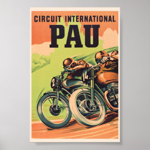 Affiche vintage Circuit international de Pau Franc