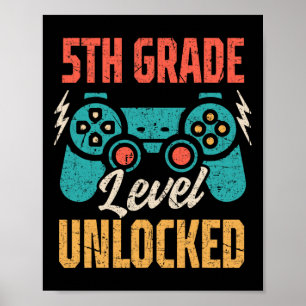 Affiche Vintage Ck À L'École 5e Classe Niveau Déverrouillé