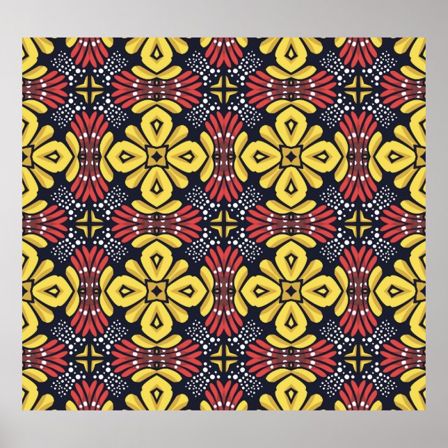Affiche Vintage classique : Motif de fleurs sans couture (Devant)