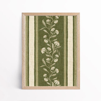 Affiche Vintage Climbing Daisy Coneflower Floral Stripe