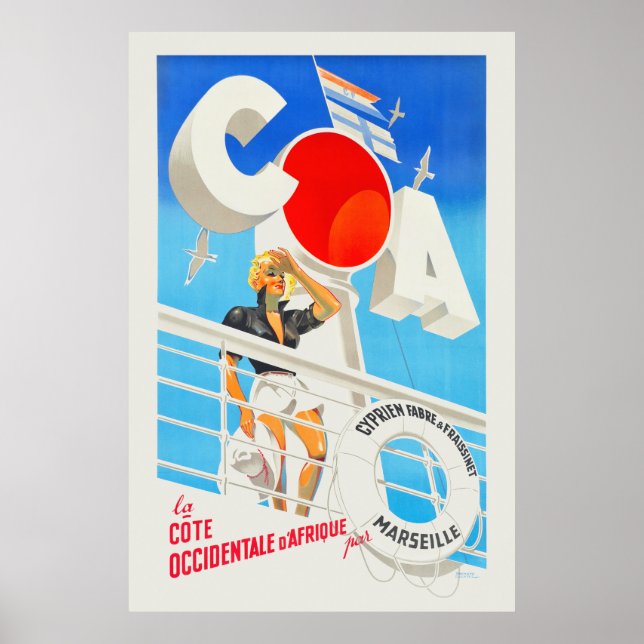 Affiche vintage COA Marseille France (Devant)