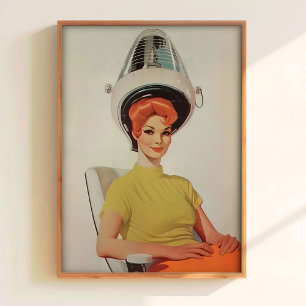 Affiche Vintage Coiffeur Impression Style 50s Coif