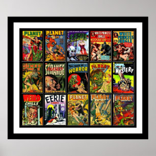 Affiche Vintage Collage de couvertures de bande de