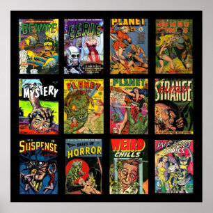 Affiche Vintage Collage de couvertures de bandes d