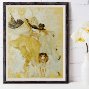 Affiche Vintage Collie Chien et Diva de Mode