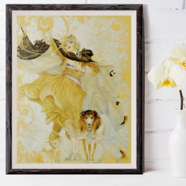 Affiche Vintage Collie Chien et Diva de Mode (Créateur téléchargé)