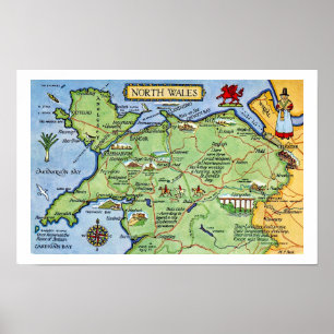 Affiche Vintage Coloré Nord-Galles Imprimer