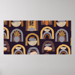 Affiche vintage contemporain sans couture motif avec esth