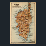 Affiche Vintage Corsica France Map (1886)<br><div class="desc">This is a vintage map of Corsica France originally produced in 1886.</div>