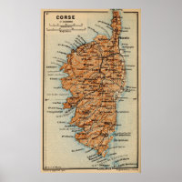 Vintage Corsica France Map (1886)