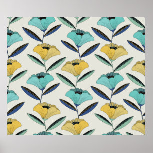 Affiche vintage couture d'illustration florale abstraite