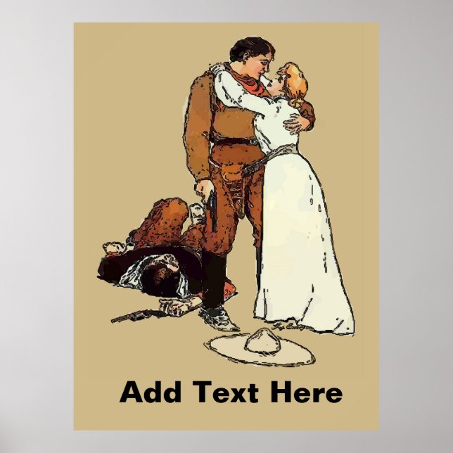 Affiche Vintage Cowboy Shoot Out (Devant)