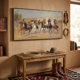 Affiche Vintage Cowboys, A Dash For Timber by Remington