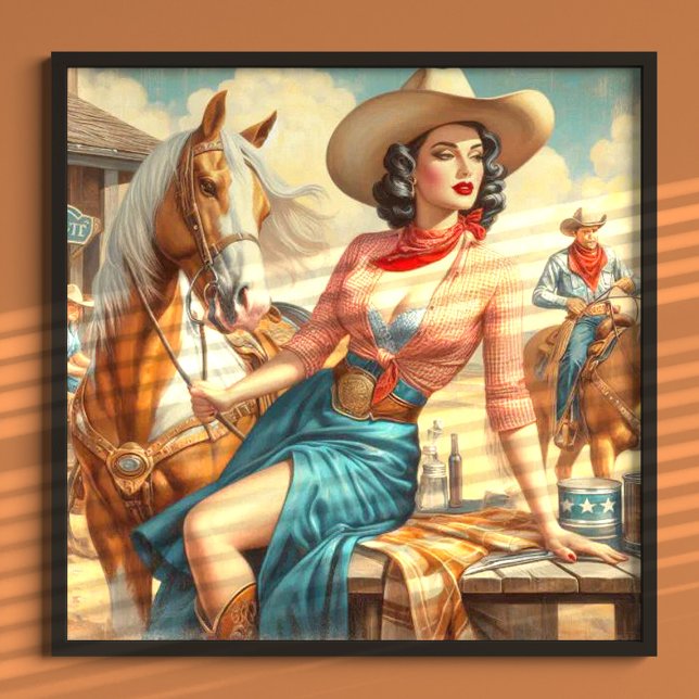 Affiche Vintage Cowgirl (Créateur téléchargé)