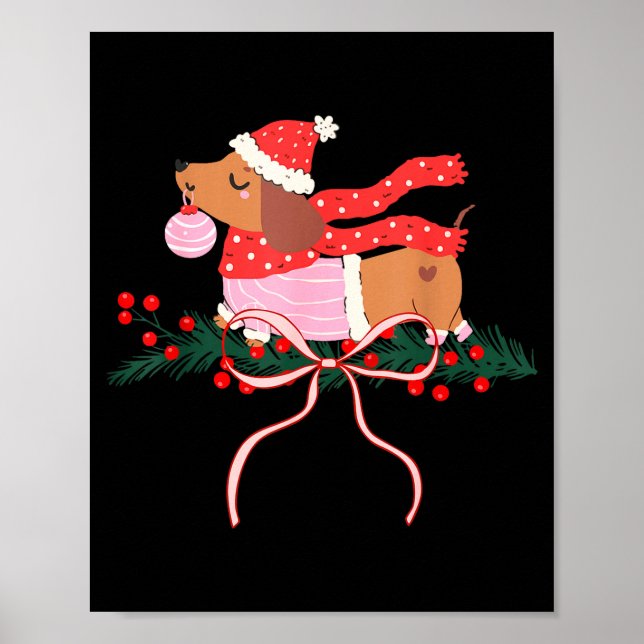 Affiche Vintage Cute Dachshund Christmas Wiener Dog Lover  (Devant)