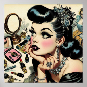 Affiche Vintage Cute Goth Pin Up