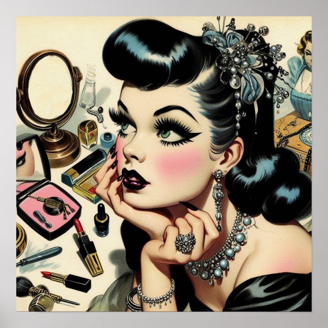 Affiche Vintage Cute Goth Pin Up (Devant)