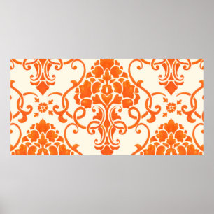 Affiche vintage damask élément motif transparent. Élégant 