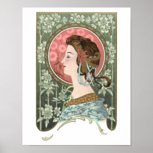 Affiche Vintage Dame Art Nouveau   Personnalisé