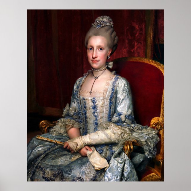 Affiche Vintage Dame Élégante En Soie Lace Bleue (Devant)