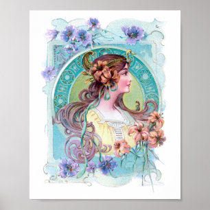 Affiche Vintage Dame exotique Art nouveau